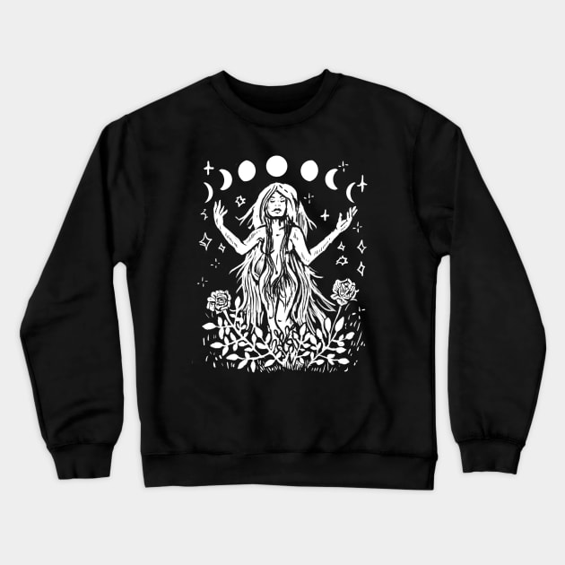 Moon Goddess, Witchy, Gothic, Punk, Moon Phases Crewneck Sweatshirt by LunaElizabeth